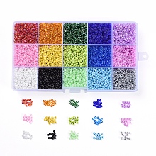 Honeyhandy 180G 15 Colors 8/0 Glass Seed Beads, Opaque Colors Lustered & Ceylon & Opaque Colours Rainbow & & Colours Lustered & Silver Lined & Transparent, Round, Mixed Color, 3mm, Hole: 1mm, 12G/color