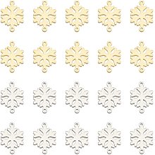 DICOSMETIC 20Pcs 2 Colors Stainless Steel Christmas Snowflake Connectors Winter Snow Small Links Christmas Accessory Connectors for Christmas Holiday DIY Jewelry Making