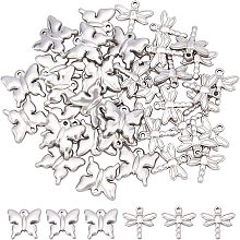 DICOSMETIC 40Pcs 2 Style Dragonfly and Butterfly Pendant Puffed Animal Pendant Charms Flying Animal Charms Stainless Steel Charm Dangle Pendant Supplies for DIY Jewelry Crafts Making, Hole: 1.2mm