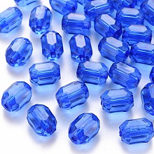 Honeyhandy Transparent Acrylic Beads, Oval, Faceted, Royal Blue, 14x10x10mm, Hole: 2mm, about 377pcs/500g