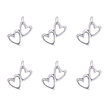 Tibetan Style Alloy Pendants, Heart to Heart, Antique Silver, 18x15x2mm, Hole: 1.5mm, 100pcs/box