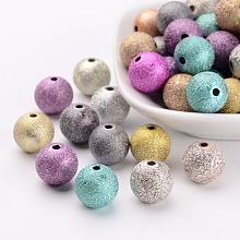 Arricraft Mixed Color Round Spray Painted Acrylic Beads, Matte Style, Size: about 12mm  in diameter, hole: 2mm