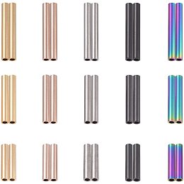 Unicraftale 304 Stainless Steel Tube Beads, Mixed Color, 15~25x3mm, Hole: 2mm, 30pcs/box