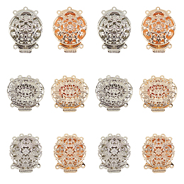 PANDAHALL ELITE Brass Box Clasps, Mixed Shapes, Mixed Color, 12sets/box