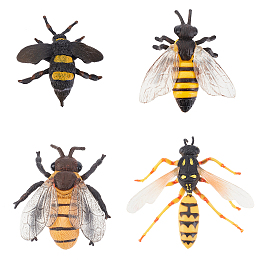 Olycraft 4Pcs 4 Style Plastic Insect Models, Bug Toys Figurines, Learning & Education Toys, Bees & Wasps, Mixed Color, 65~79x60~84x20~25mm, 1pc/style