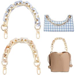 PandaHall Elite 2 Strands Acrylic Bag Chain 30.8cm/12" Short Bag Handle Decorative Bag Chain Chunky Purse Strap Extender Bag Strap Replacement with Swivelr Clasp for Underarm Bag Clutch Handbag Tote