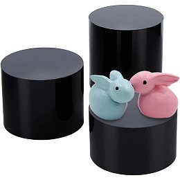 SUPERFINDINGS 3Pcs Black Acrylic Round Display Risers Column Display Stand Jewelry Display Nesting Cubes Display Stand Shelf for Collectibles Jewelry Figures Show