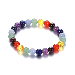 Honeyhandy Natural Gemstone Stretch Chakra Bracelets, Colorful, 63mm