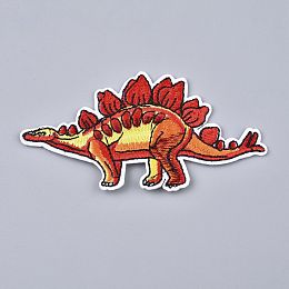 Honeyhandy Computerized Embroidery Cloth Iron on/Sew on Patches, Costume Accessories, Stegosaurus/Dinosaur, Red, 54x98x1.5mm