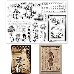 GLOBLELAND Mushroom Background Clear Stamps Month Date Table Silicone Clear Stamp Seals for Cards Making DIY Scrapbooking Photo Journal Album Decoration