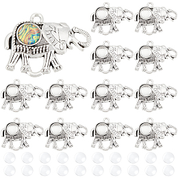 PandaHall Elite 40pcs Elephant Pendant Trays, 2 Styles 20pcs Animal Charms Blank Bezel with 20pcs Transparent Glass Cabochon Dome Tiles Memorial Photo Pendant for Graduation Photo Charm Jewellery Making