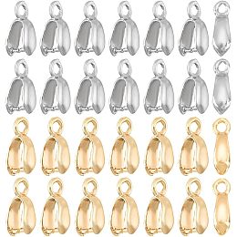 BENECREAT 40Pcs 2 Style Real Gold Plated Pinch Clip Bail Clasp, Brass Pendant Clasp Connectors for DIY Jewelry Making Project