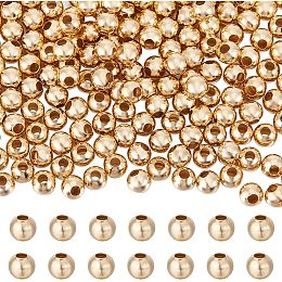 Beebeecraft 1 Box 260Pcs Round Spacer Beads 24K Gold Plated Brass 5mm Smooth Loose Ball Beads for Jewellery Making Charms Findings DIY Craft