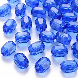 Honeyhandy Transparent Acrylic Beads, Oval, Faceted, Royal Blue, 14x10x10mm, Hole: 2mm, about 377pcs/500g