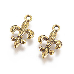 Honeyhandy Tibetan Style Alloy Metal Fleur De Lis Pendants, Lead Free and Cadmium Free, Antique Golden, 24x14x3mm, Hole: 2mm