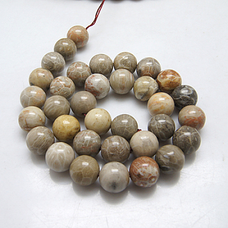Arricraft Natural Chrysanthemum Stone Beads Strands, Round, 8mm, Hole: 1mm