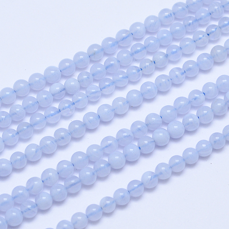 Arricraft Grade A Natural Blue Lace Agate Round Bead Strands, 4mm, Hole: 1mm, about 95pcs/strand, 15.5 inches