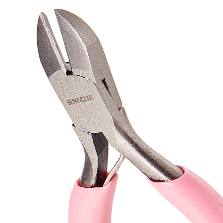 SUNNYCLUE 45# Carbon Steel Jewelry Pliers, Side Cutting Pliers, Side Cutter, Polishing, Pink, 7.5x4.7x0.8cm