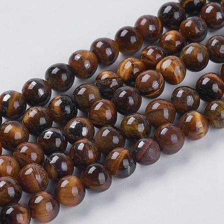 ARRICRAFT Natural Tiger Eye Beads Strands, Grade AB, Round, 6mm, Hole: 0.8mm