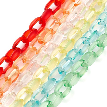 Arricraft 6 Strands 6 Colors Handmade Transparent Acrylic Cable Chains, Mixed Color, Links: 16x11x6mm, about 39.37 inch(1m)/strand, 6 strands/set