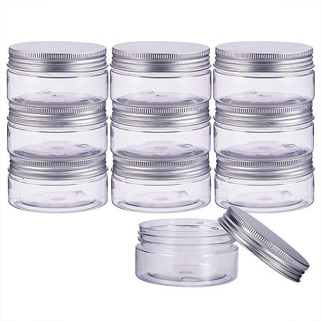 BENECREAT 10 Pack 2.7 Oz(80ml) Plastic Round Jars Clear Jars Containers with Aluminum Screw Lids?for Beauty Products, Household Items or Small Crafts