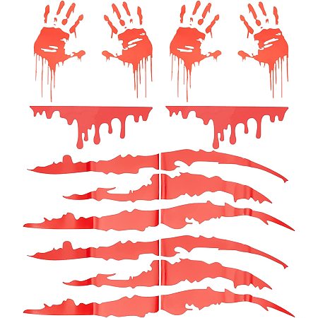 SUPERFINDINGS 6 Sheets Claw Marks Decal 3 Style Reflective PET Car Stickers Red Flowing Blood Red Bloody Hands Stickers Self-Adhesive Backed for Decorate Cars Bumper Motorcycle Truck