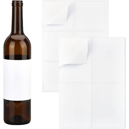 PandaHall Elite 100pcs Blank Wine Label 2 Sizes Matte White Label Sticker 3.7x3.6