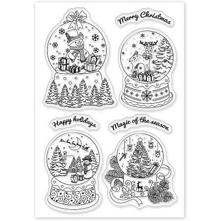 GLOBLELAND Christmas Crystal Ball Silicone Clear Stamps for Card Making DIY Scrapbooking Photo Album Decorative Paper Craft,6.3x4.3 Inches