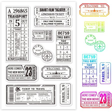 GLOBLELAND Retro Air Travel and Movie Ticket Silicone Clear Stamps Transparent Stamps for Christmas Birthday Valentine's Day Cards Making DIY Scrapbooking Photo Album Decoration Paper Craft