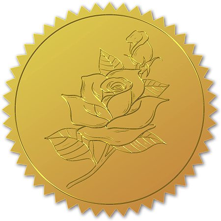 CRASPIRE 100pcs Gold Foil Certificate Seals Rose Embossed Gold Certificate Seals 2