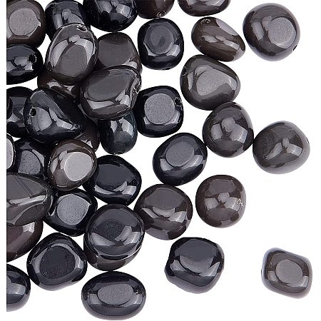OLYCRAFT 34~36pcs Natural Obsidian Nuggets Stand Obsidian Pebble Nugget Beads Loose Beads Energy Stone for Necklaces Bracelets Jewelry Making DIY Crafts - 8~12mm