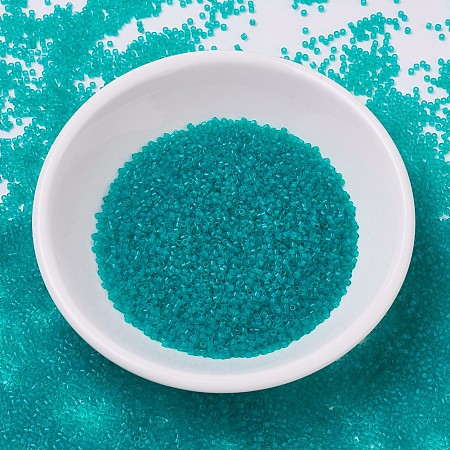MIYUKI Delica Beads, Cylinder, Japanese Seed Beads, 11/0, (DB0786) Dyed Semi-Frosted Transparent Teal, 1.3x1.6mm, Hole: 0.8mm; about 2000pcs/10g
