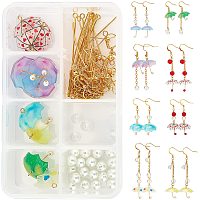 SUNNYCLUE 1 Box DIY 8 Pairs Colorful Acrylic Umbrella Dangle Earring Making Kit Weather Earrings with Glass Pearl Beads Resin Rainbow Umbrella Pendant Charms for Earring Jewelry Making Supplies