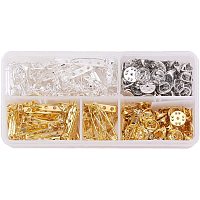 Arricraft 200 pcs Jewelry Making Clips Including 100 pcs Pin Back Clasp Brooch 100 pcs Butterfly Clutch Tie Tacks Pin Backs for Badge Crafts Jewelry Crafting Corsage Making, Golden/Silver