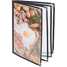 AHANDMAKER 8.27 x 11.69 Inch Restaurant Menu Covers Holder, 4 Page 8 View Menu Covers, Transparent Menu Folder, Fits A4 Size Paper, Menu Book Holders for Restaurant, Hotels, Bars, Cafes