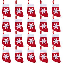 GORGECRAFT 20Pcs Mini Christmas Stockings Red Knitting Socks Cutlery Bags Non-Woven Fabric Tableware Holder Candy Pouch Spoon Fork Silverware Protection Bag Cover for Xmas Decor Table Dinner Ornament