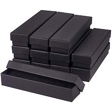 BENECREAT 12 Pack Black Necklace Cardboard Jewellery Box 7x1.7x1.3" Kraft Paper Box Long Jewellery Gift Box with Sponge for Necklace Jewellery Presentation