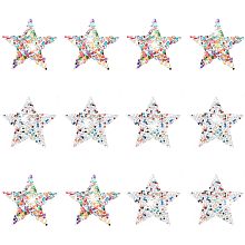 CHGCRAFT 12Pcs 2 Styles Star Shape Hotfix Rhinestone Iron On Patches Plastic Resin Rhinestone Appliques for Costume Accessories Ornament Craft Decoration, Mixed Color