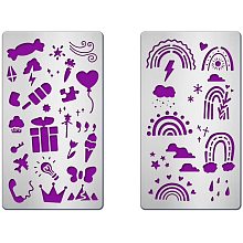 FINGERINSPIRE 2 Pcs Weather Cutting Dies Stencil Metal Template Molds, Stainless Steel Embossing Tool Die Cuts for Card Making Album Paper Scrapbooking DIY Etched Dies Decoration Supplies