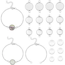 UNICRAFTALE 18 Sets 3 Size Bracelets Making Kit 304 Stainless Steel Cable Chain Bracelets Bezel Cabochon Bracelet Adjustable Jewellery Connector Bracelet with Clear Glass Cabochons for Bracelet Making