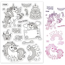 GLOBLELAND Unicorn Silicone Clear Stamps Transparent Stamps for Birthday Valentine's Day Cards Making DIY Scrapbooking Photo Album Decoration Paper Craft