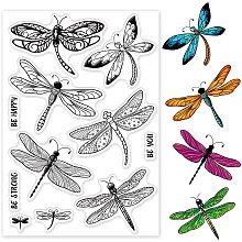 GLOBLELAND 1Sheet Animals Clear Stamp Variety Dragonfly Transparent Silicone Stamp Encouraging Words for Scrapbooking Journal Card Making 4.3 x 6.3 inch