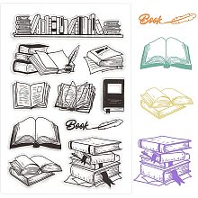 GLOBLELAND Book Clear Stamps Bookcase Transparent Silicone Stamp Seal for Card Making Decoration and DIY Scrapbooking