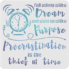 FINGERINSPIRE Clock Painting Stencil Template 11.8x11.8 inch Plastic Dream & Purpose Stencils Square Reusable Stencils for Painting on Wood, Floor, Wall and Fabric