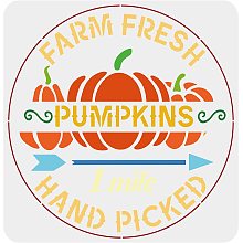 FINGERINSPIRE Pumpkin Stencils 11.8x11.8inch Farm Fresh Stencils Plastic Pumpkin Arrow Pattern Stencil Reusable 1 Mile Hand Picked Stencils for Painting on Wood, Floor, Wall DIY Farmhouse Home Decor