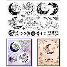 GLOBLELAND Bohemian Luna Phases with Plants Transparent Clear Stamps Magic Flower Embossing Stamp Sheets Silicone Clear Stamps Seal for DIY Scrapbooking and Card Making Paper Craft Decor