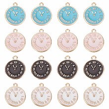 SUNNYCLUE 1 Box 40Pcs 4 Colors Clock Charms Bulk Clock Charm Chrismas New Year Charms Time Watch Charms for jewellery Making Charm DIY Bracelet Necklace Earrings Beginners Adult Women Crafts Supplies