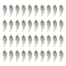 DICOSMETIC 100Pcs Wing with Rose Charm Angel Wings Charm Antique Silver Feather Flower Charm Tibetan Style Wicca Charm Alloy Dangle Pendant for DIY Necklace Bracelet Jewelry Crafts Making, Hole: 2mm