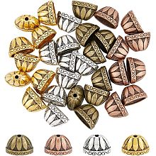 DICOSMETIC 32Pcs Bead Cone Caps 4 Colors Tibetan Bead Cones Spacer Bead Caps Alloy Bead End Caps Bead Stopper Terminators Tassel Pendant Accessories for Jewelry Making, Hole: 2mm