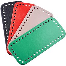 PandaHall Elite 4 pcs PU Leather Rectangle Long Knitting Crochet Bags Nail Bottom Shaper Pad Bag Cushion Base with Holes Handbag DIY Shoulder Bags Accessories, Red/Green/Black/Grey